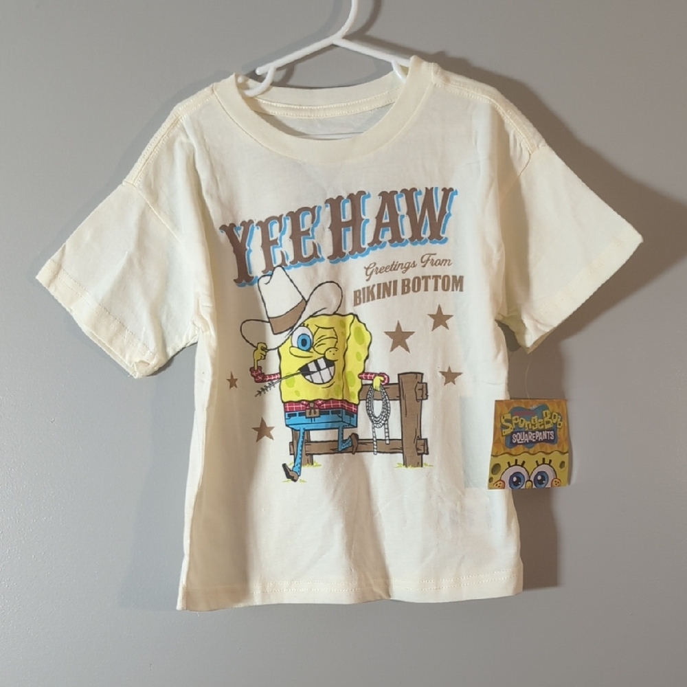 NWT Kids Nickelodeon SpongeBob 'Yee Haw' Short Sleeve Tee, Size 5/6